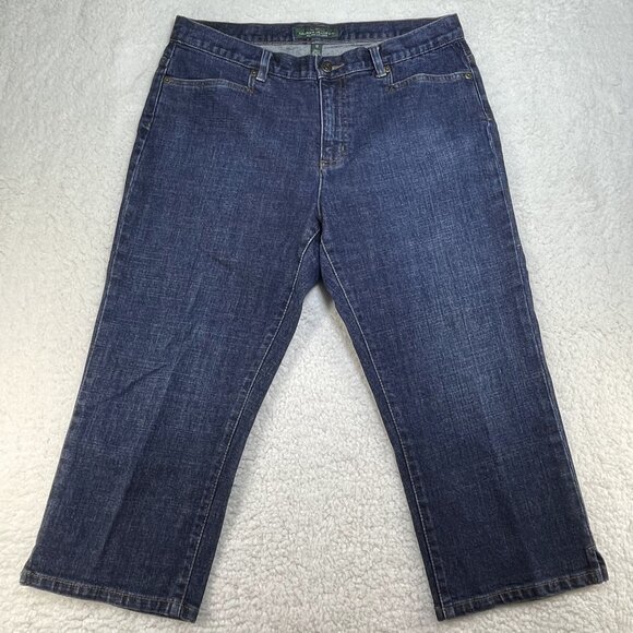 LRL Lauren Jean Co Womens Size 12 Classic Mid Calf High Rise Blue Jeans 33x21 - Picture 2 of 12